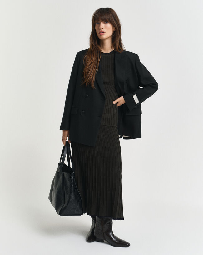 Camisola de malha canelada com manga curta Contrast