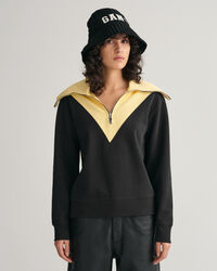 Sweatshirt com bloco de cor e meio fecho