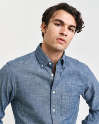 Camisa em chambray índigo regular fit