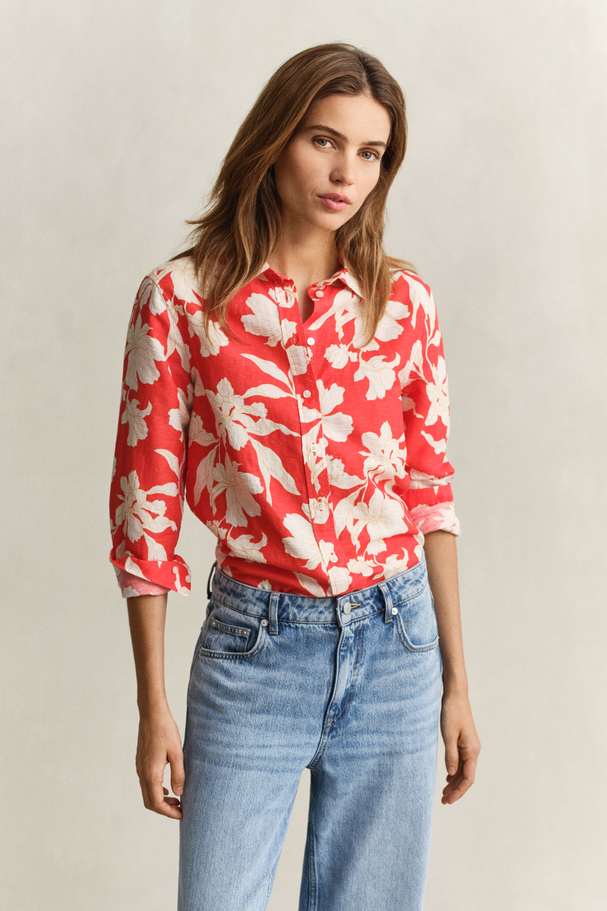 Camisa de linho floral
