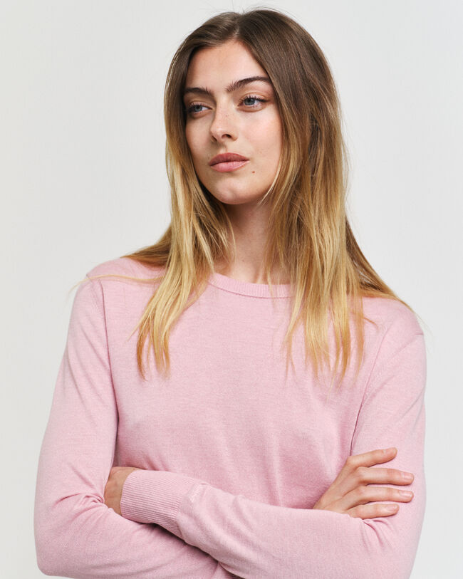 Pulover em malha fina com decote redondo