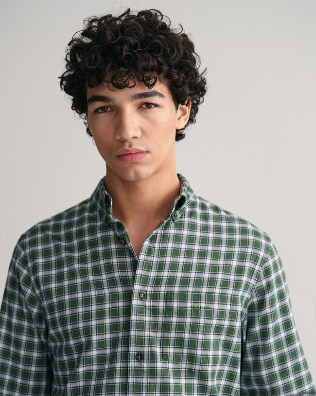 Camisa de flanela com padr&atilde;o micro tartan regular fit