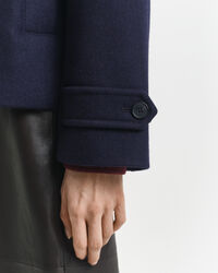 Gabardina curta em mistura de lã