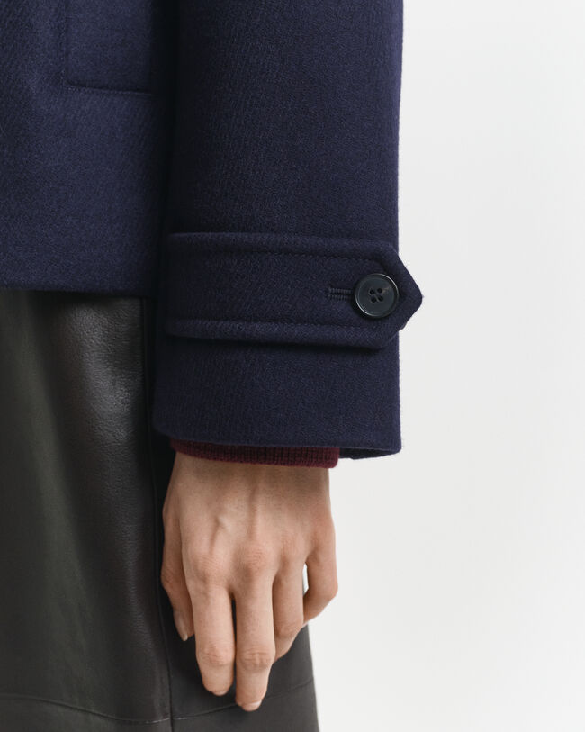 Gabardina curta em mistura de lã