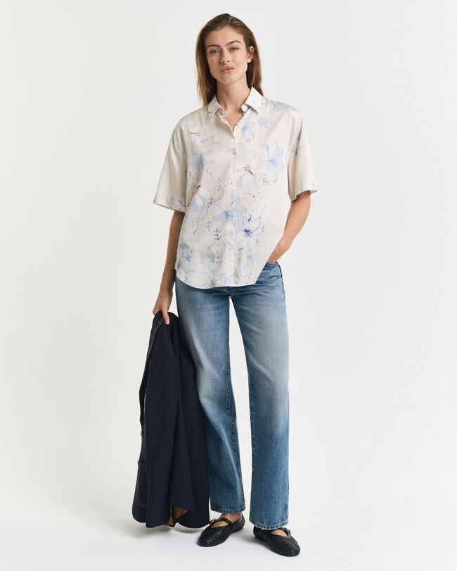 Camisa de manga curta com estampado floral regular fit