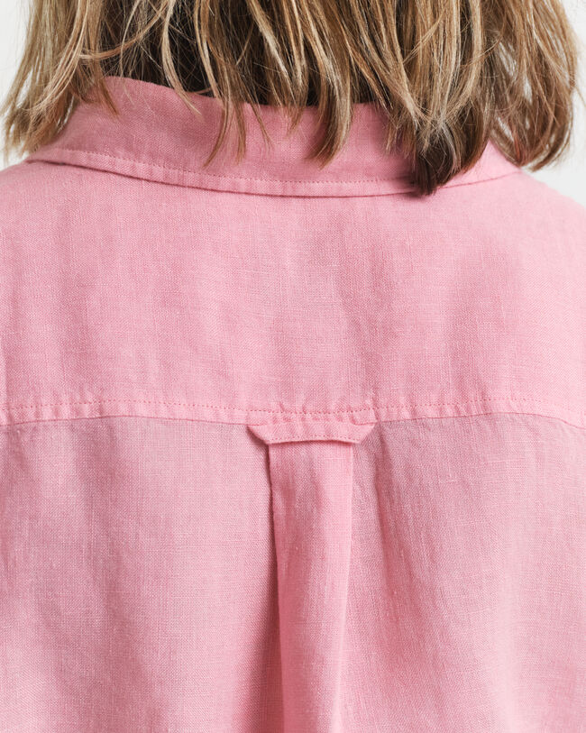 Vestido-camisa de manga curta em linho