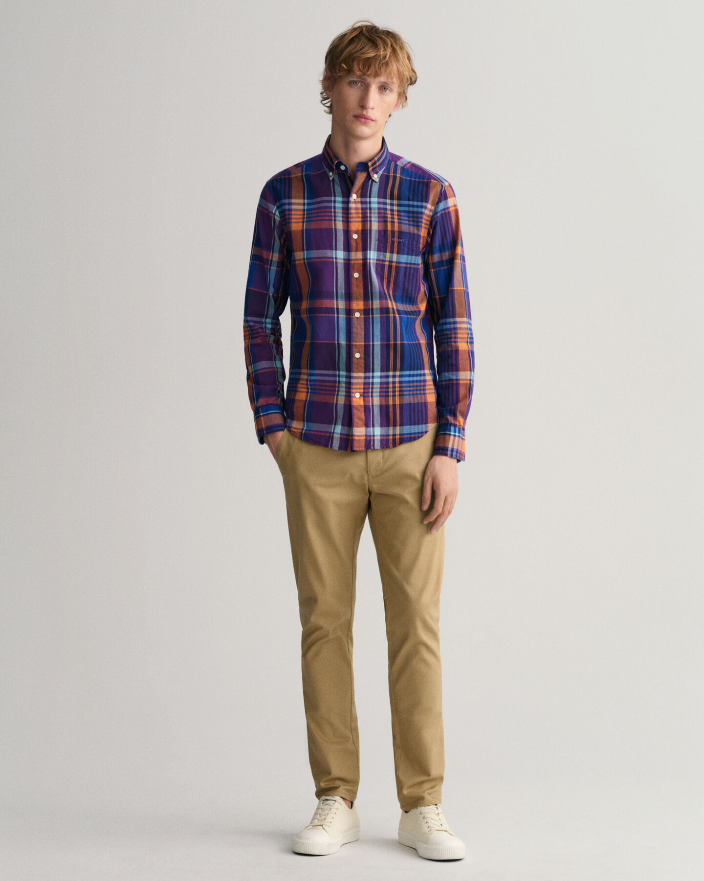 Camisa colorida Madras regular fit
