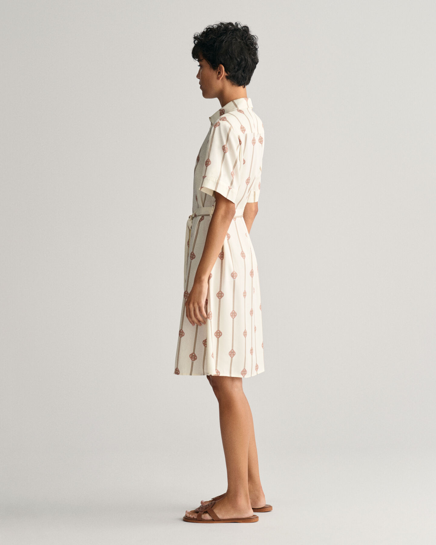 Vestido-camisa de manga curta estampado