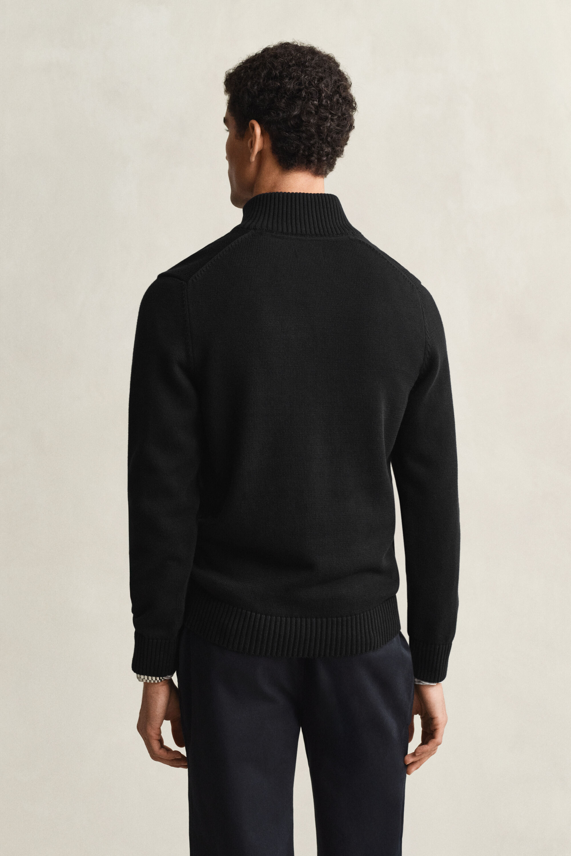 Camisola de malha em algodão com meio fecho Casual