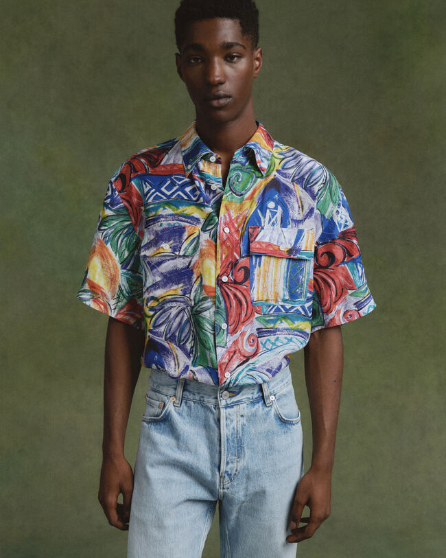 Camisa de seda estampada relaxed fit