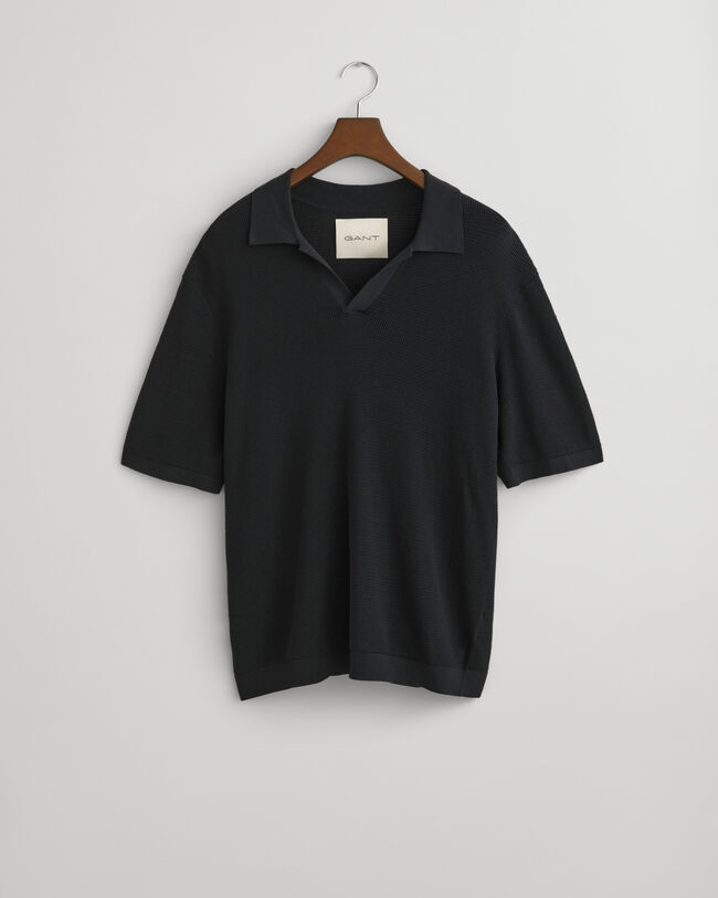 Camisola de malha aberta estilo polo