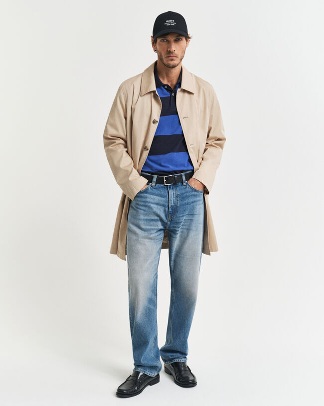 Polo em algodão piqué às riscas em bloco