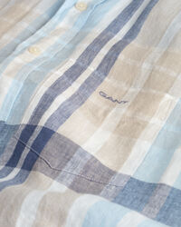 Camisa madras de linho de manga curta regular fit