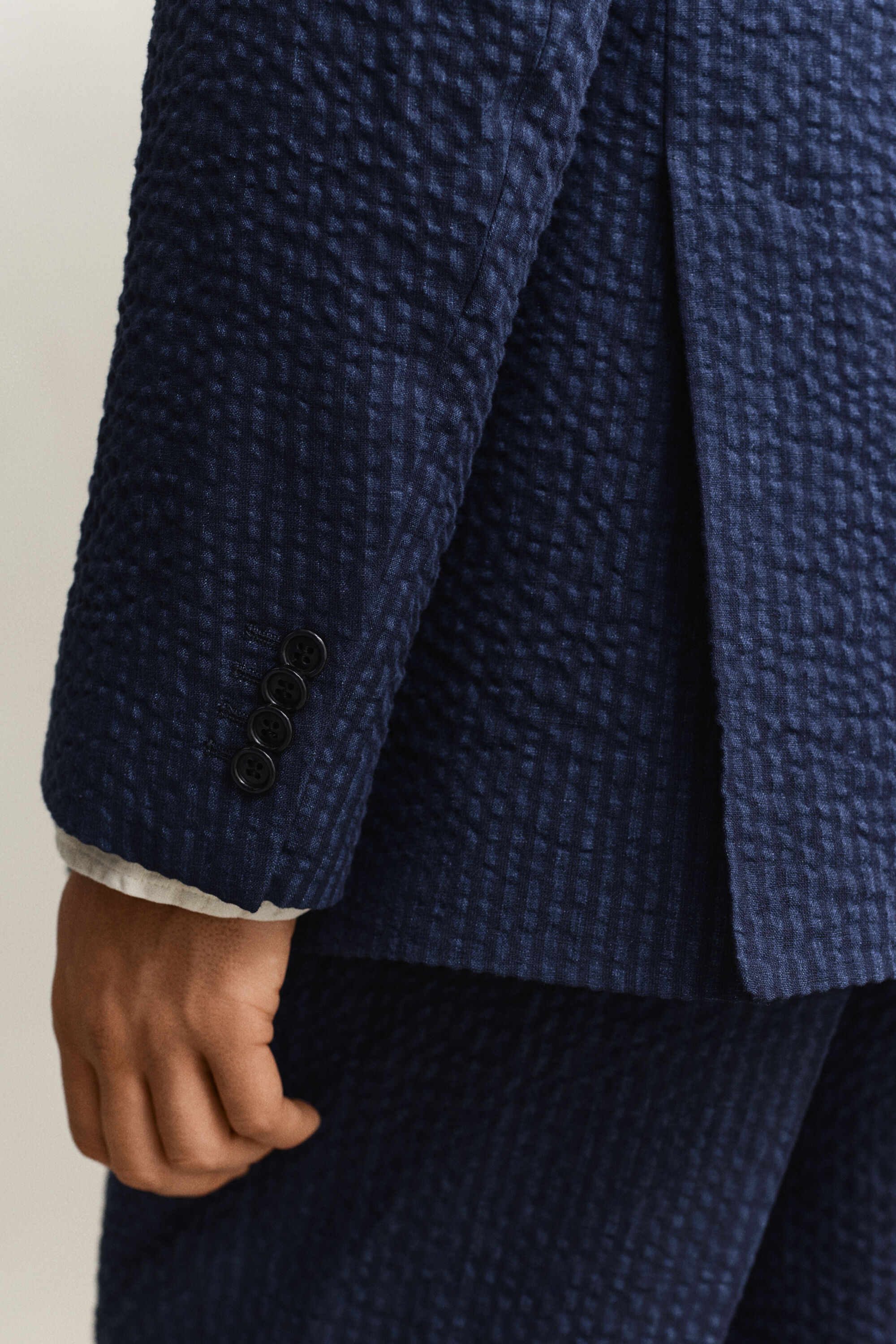 Casaco de fato Seersucker Indigo