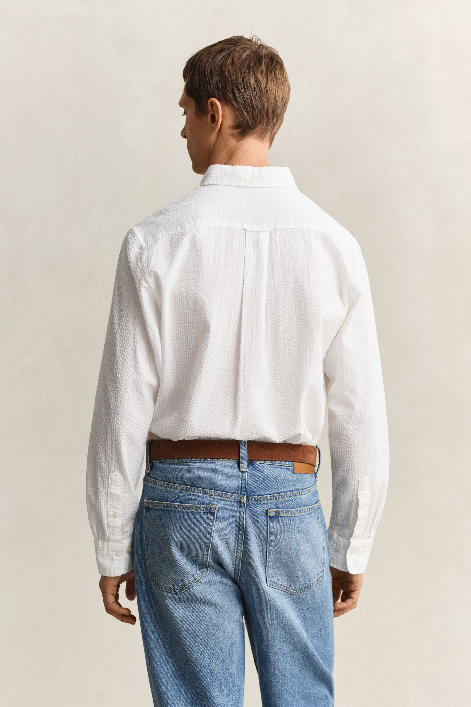 Camisa Seersucker corte normal