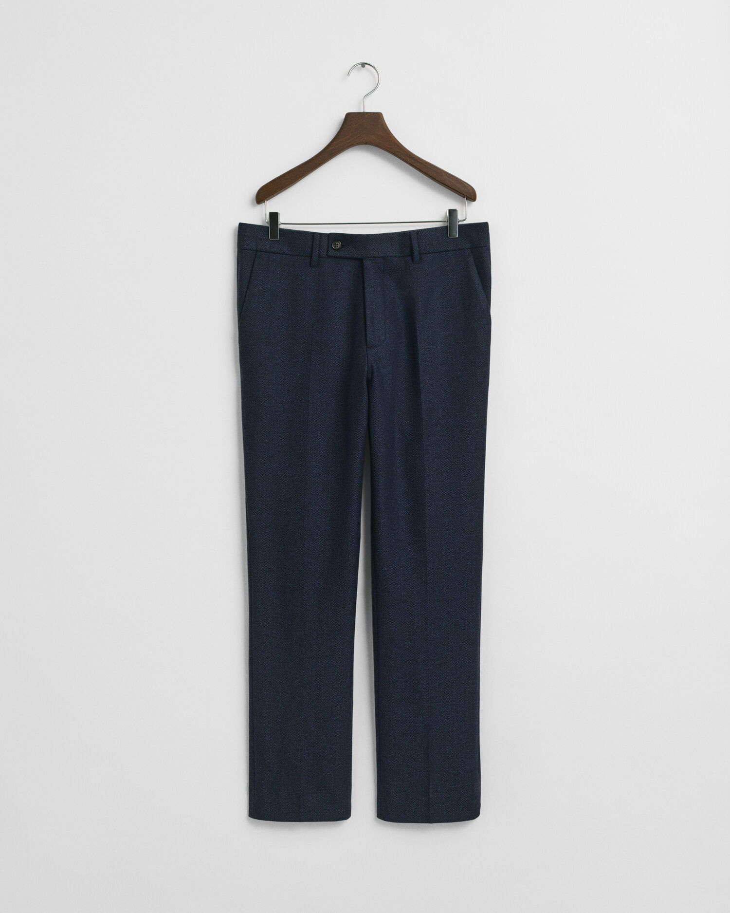 Calças de fato em flanela com padrão espinha de peixe slim fit