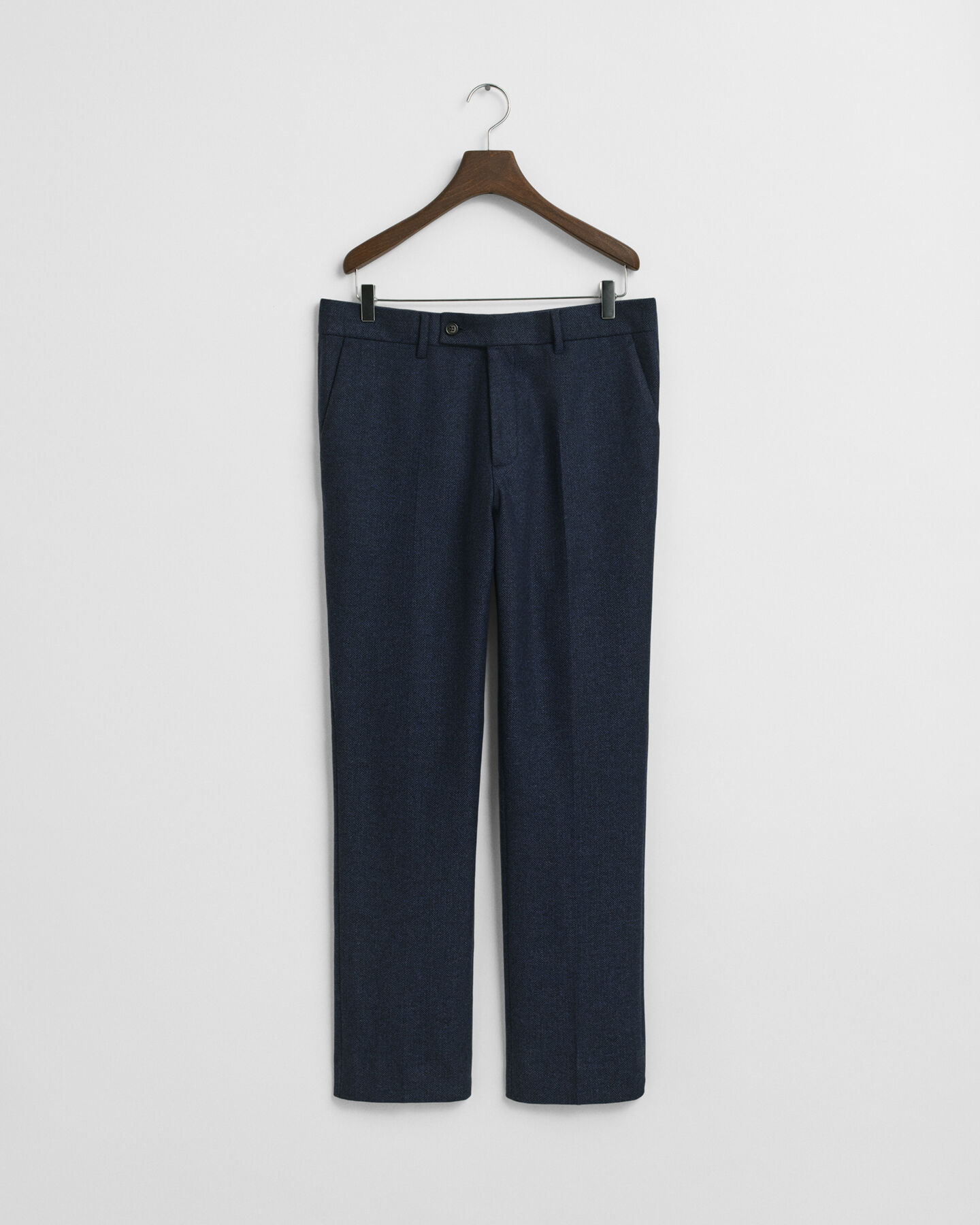 Calças de fato em flanela com padrão espinha de peixe slim fit