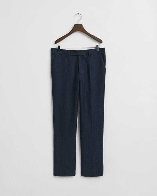 Calças de fato em flanela com padrão espinha de peixe slim fit