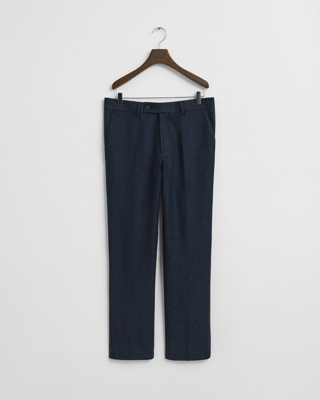 Calças de fato em flanela com padrão espinha de peixe slim fit