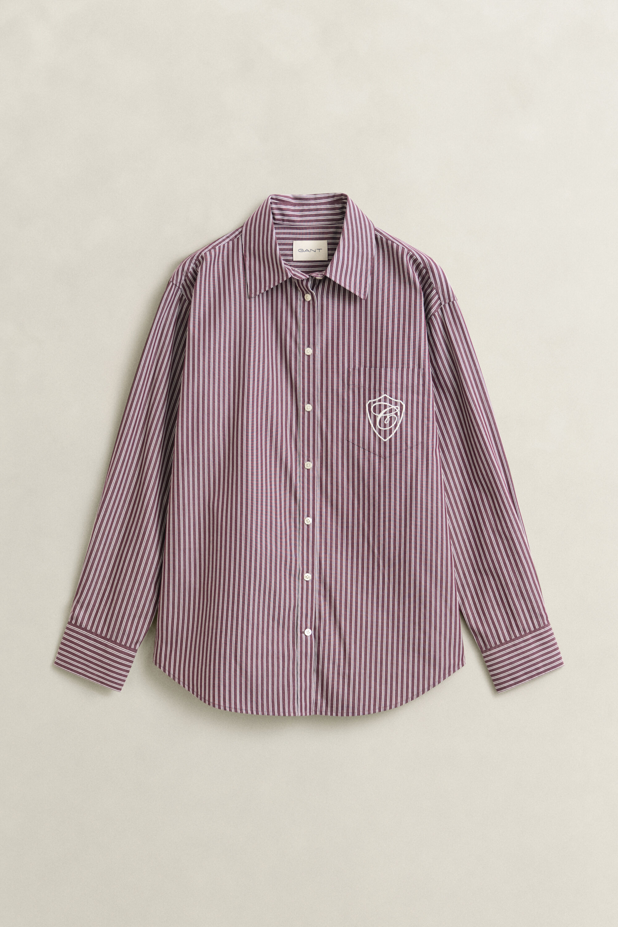 Camisa em popelina às riscas Classic relaxed fit