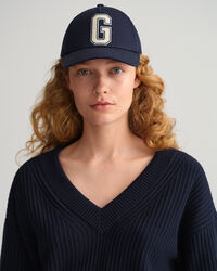 Pulover com decote em V em malha de algod&atilde;o canelada