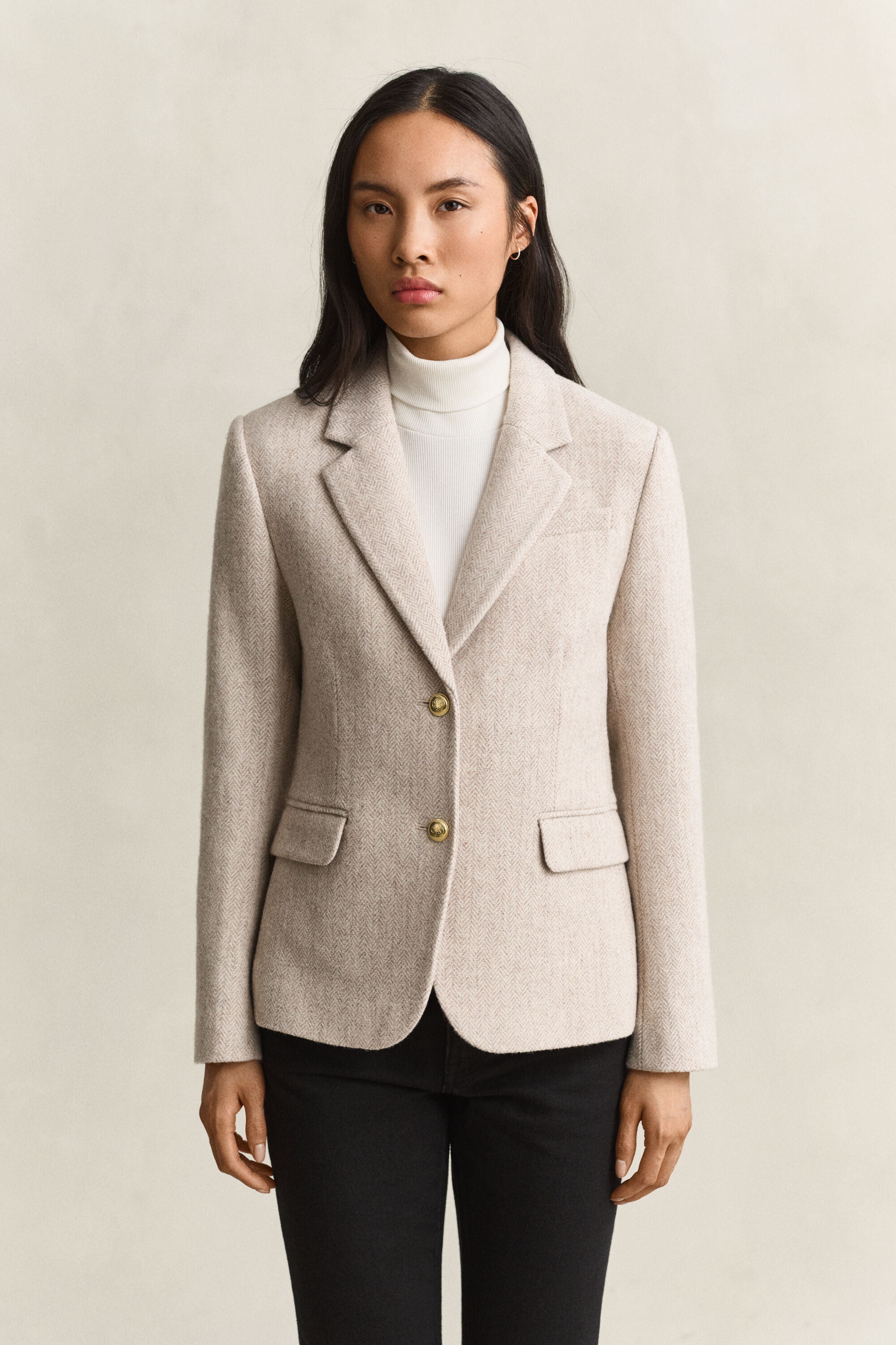 Blazer com padrão espinha de peixe