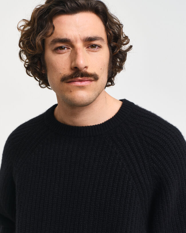 Camisola de malha com decote redondo em caxemira