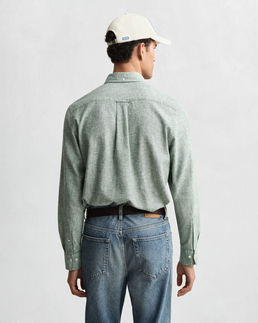 Camisa de linho e algodão regular fit