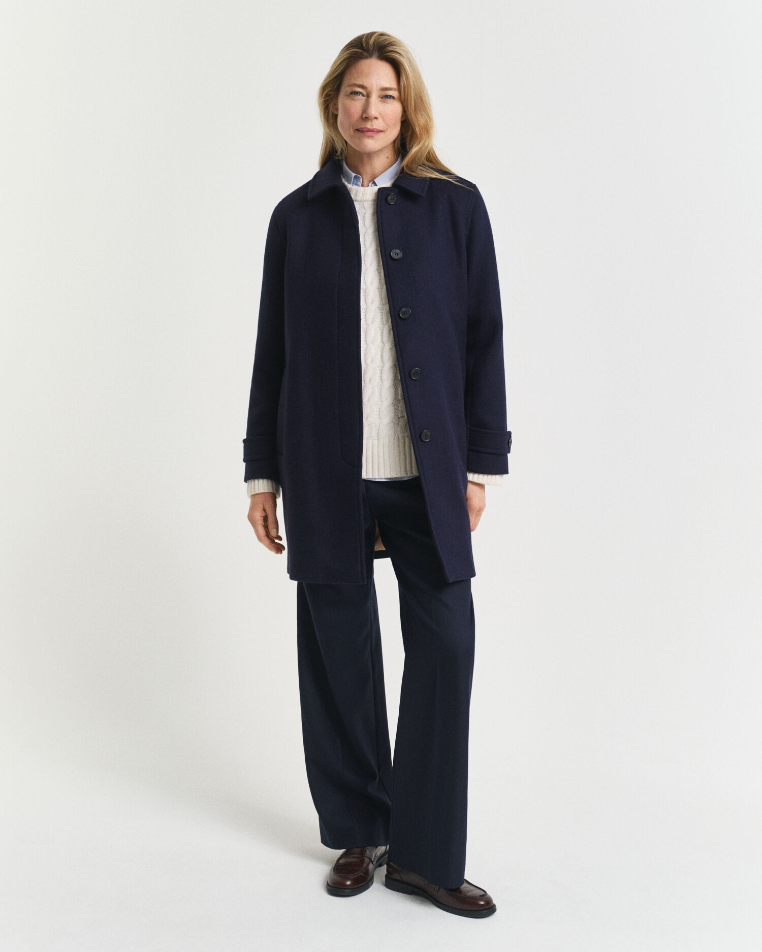 Gabardina em mistura de lã