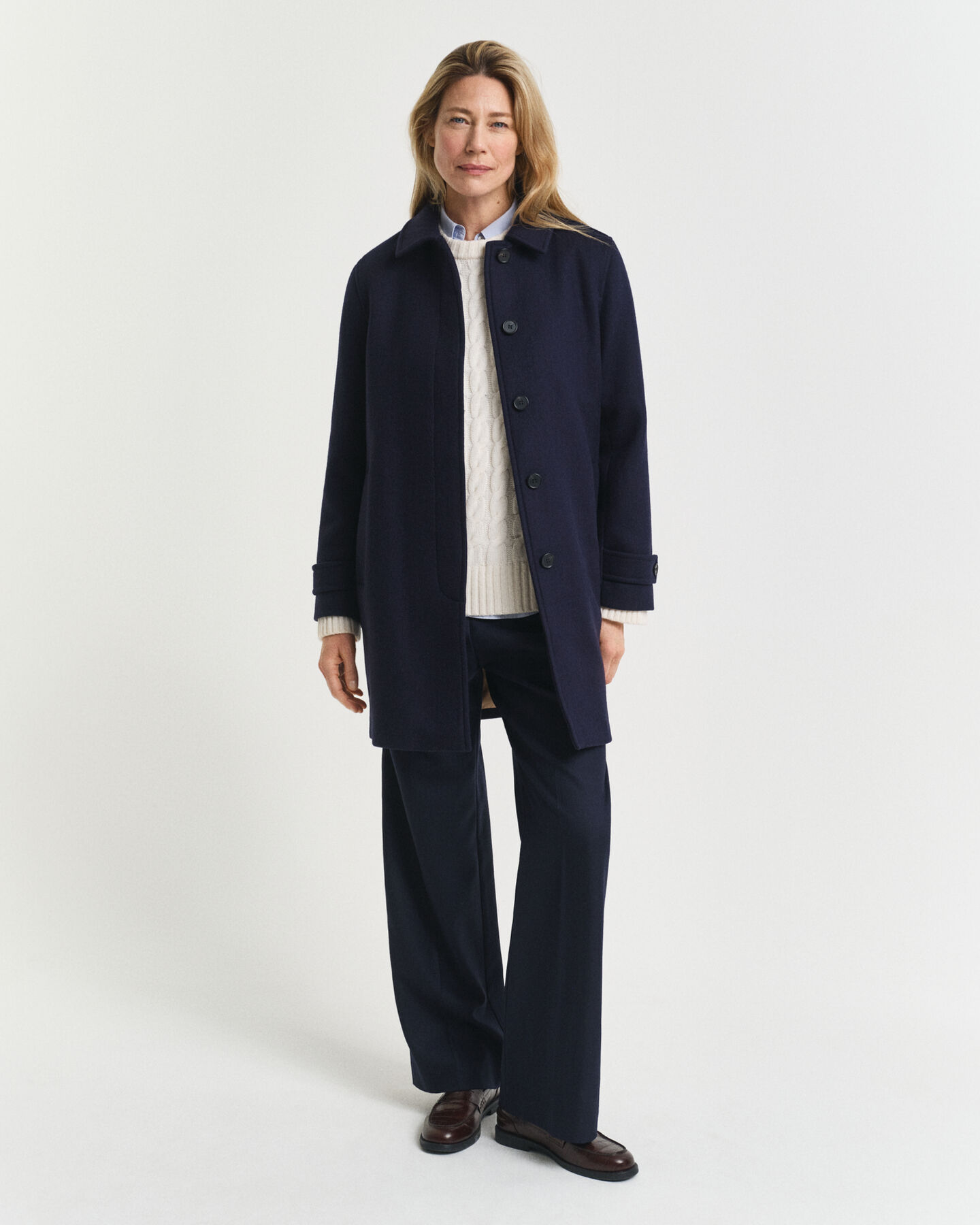 Gabardina em mistura de lã