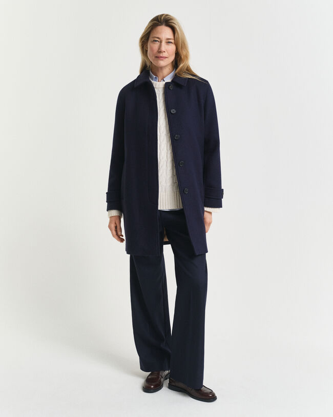 Gabardina em mistura de lã