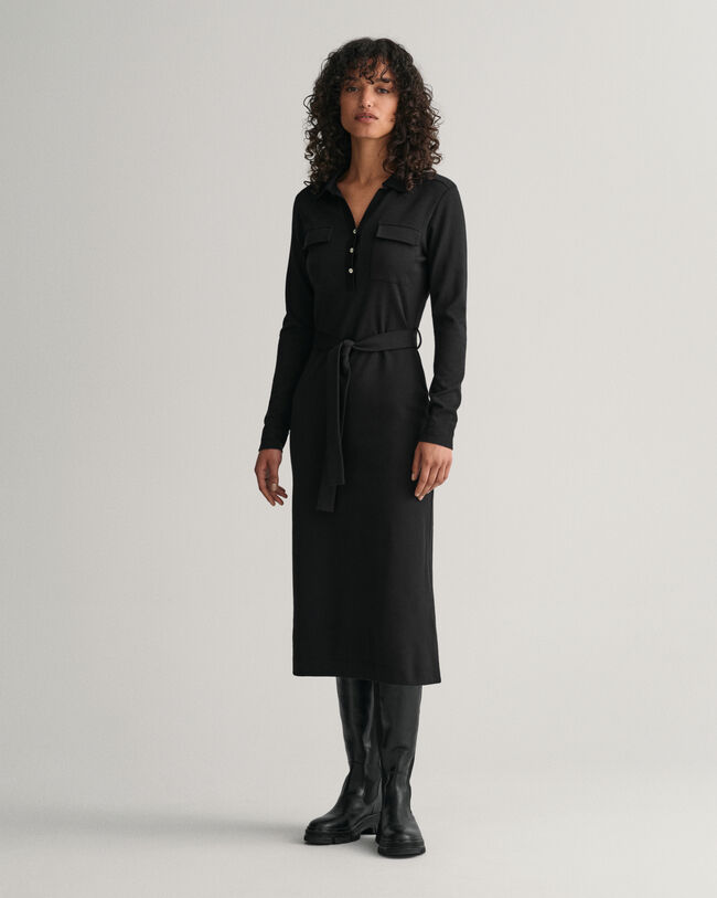 Vestido em jersey com colarinho de polo slim fit