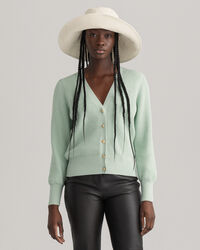 Casaco de malha canelado em algod&atilde;o