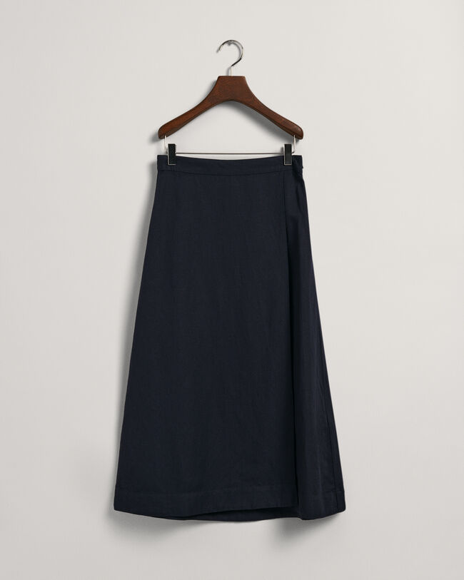 Saia de comprimento médio em linho e viscose