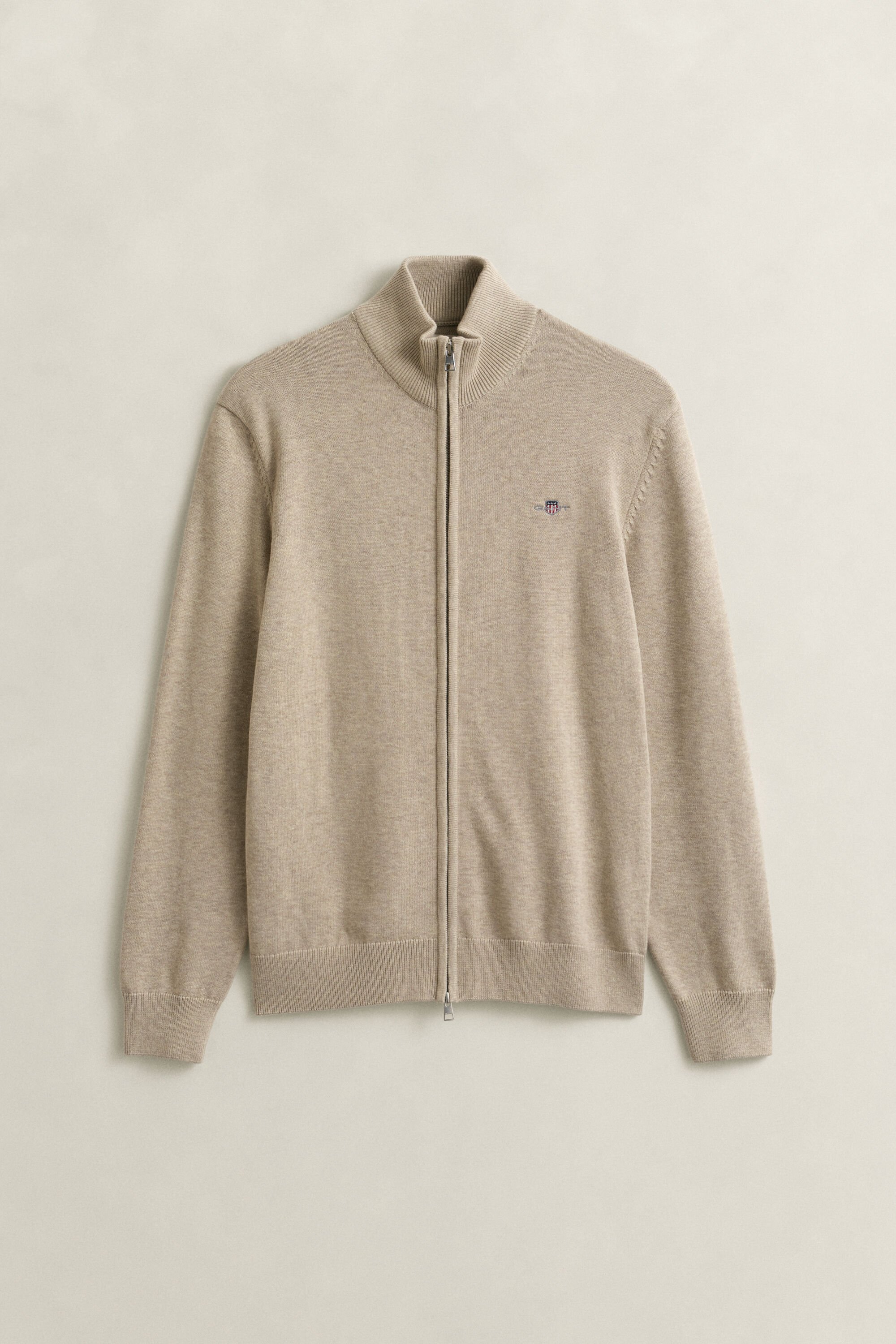 Casaco de malha com fecho de correr Casual Cotton