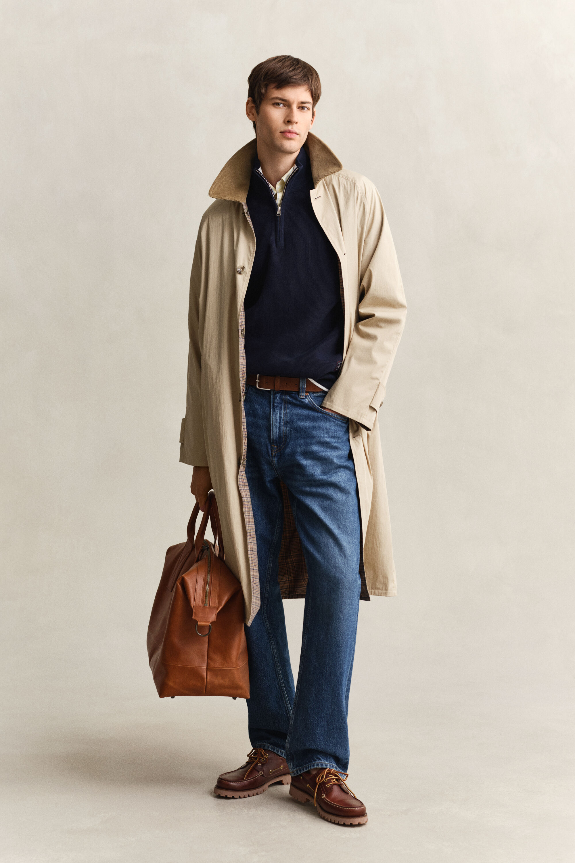 Camisola com meio fecho em algodão canelado