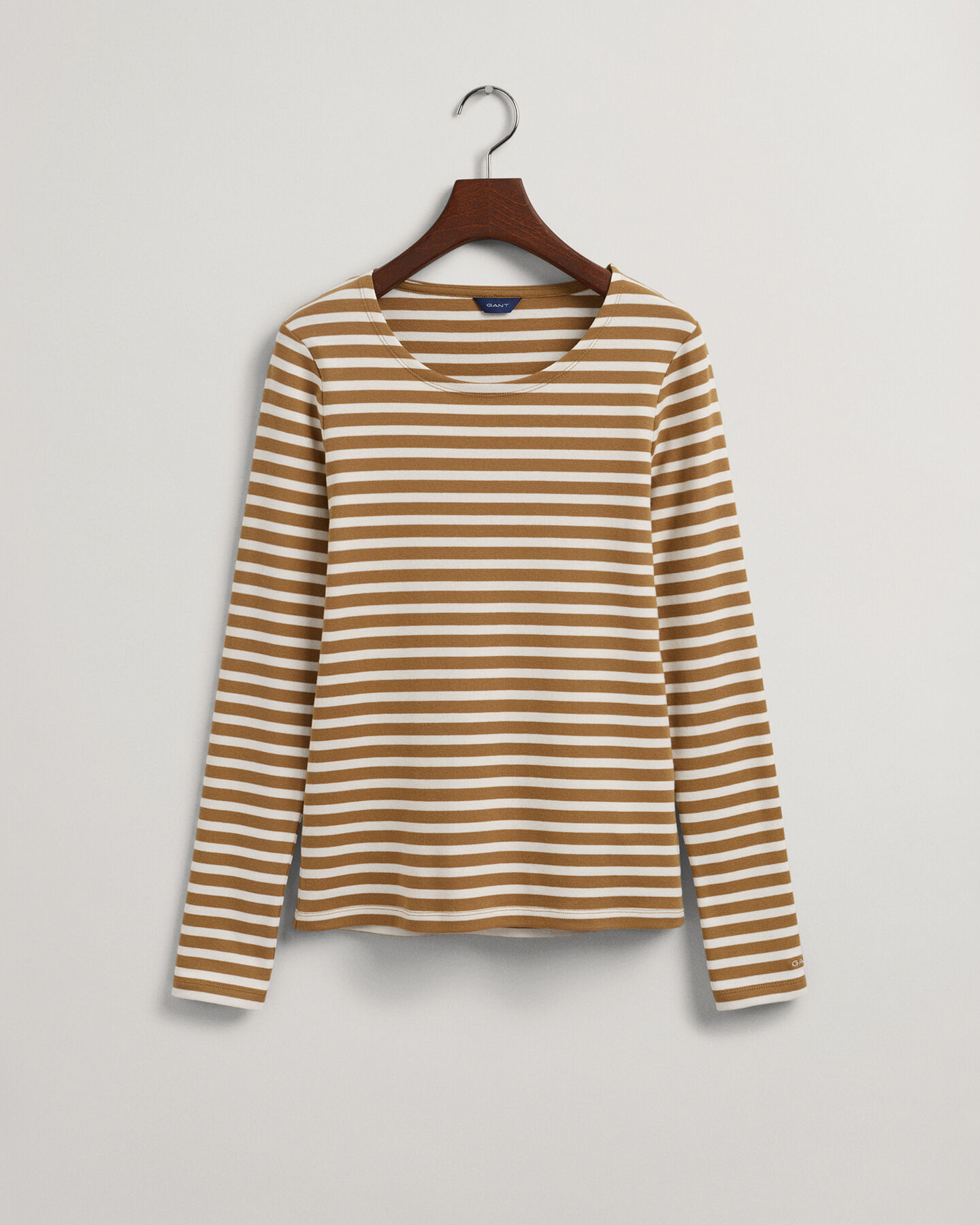 T-shirt canelada de manga comprida &agrave;s riscas