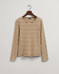 T-shirt canelada de manga comprida &agrave;s riscas
