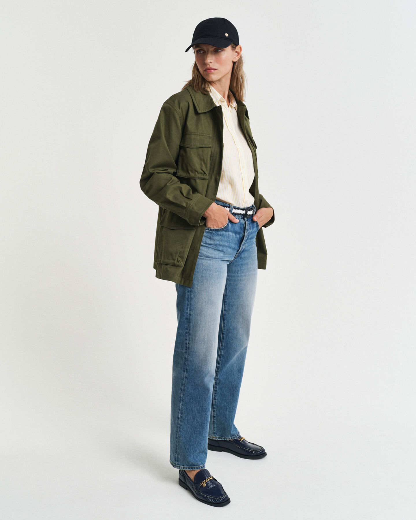 Camisa de linho às riscas regular fit