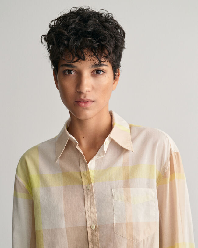 Camisa em padr&atilde;o xadrez Madras relaxed fit