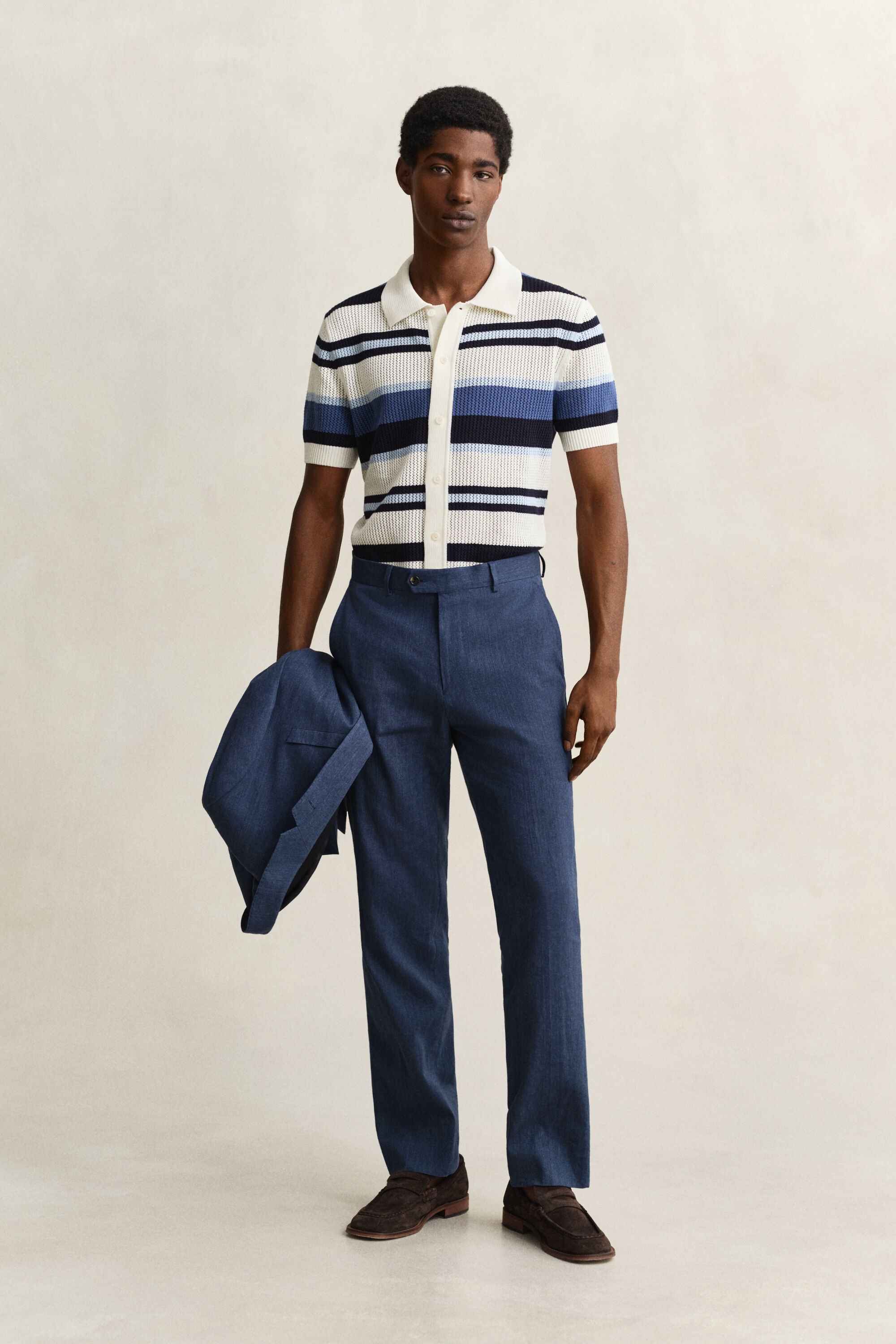 Calças de fato em mistura de linho