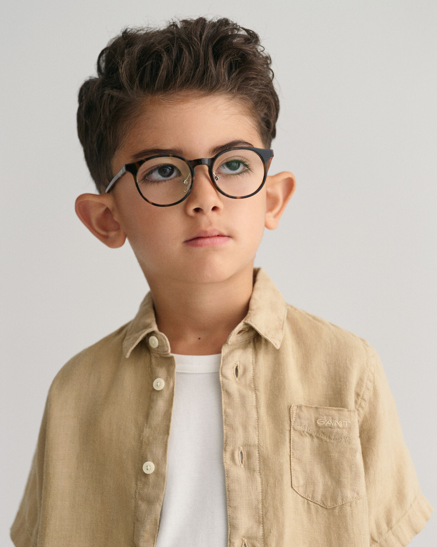 Camisa de linho com manga curta Kids