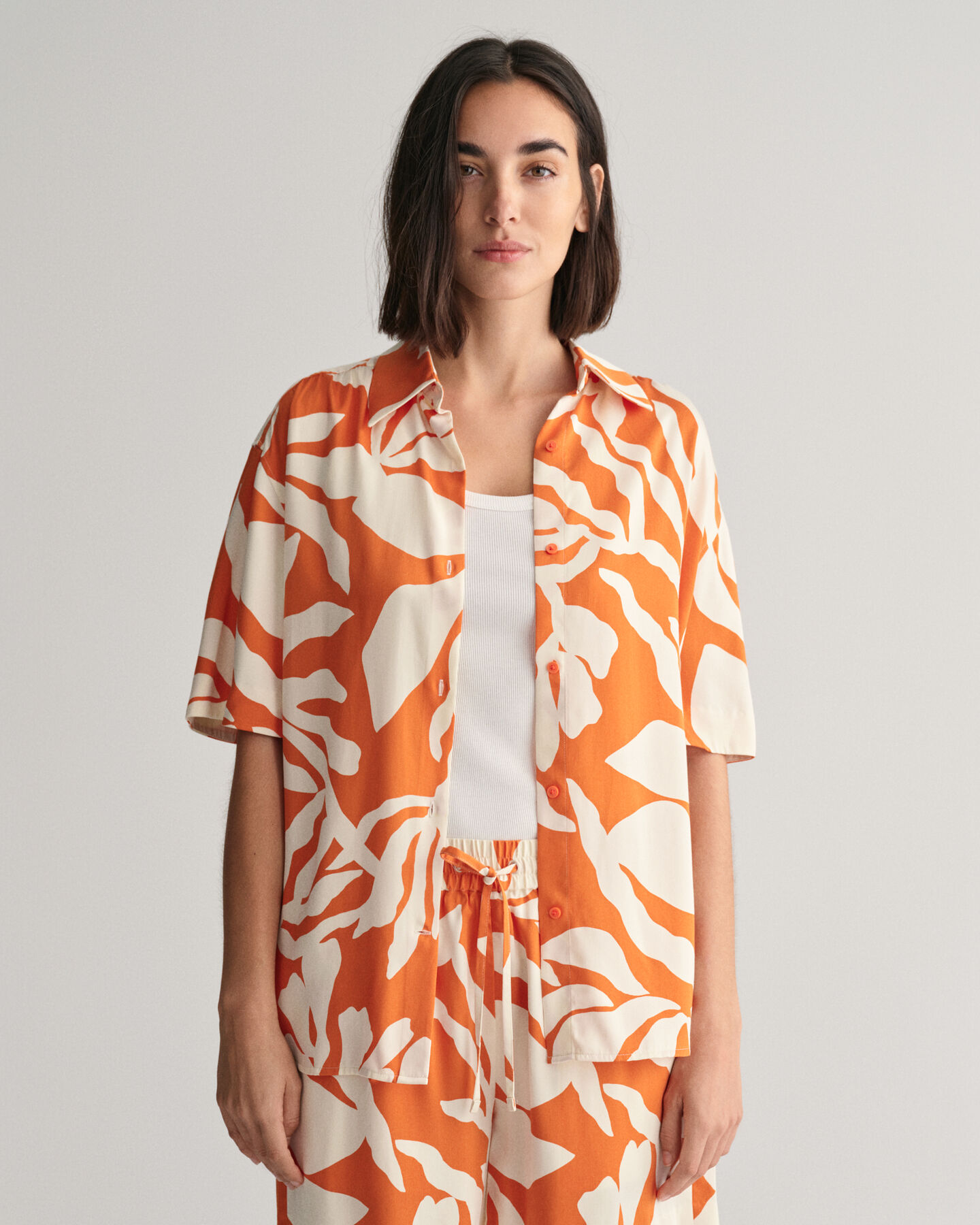 Camisa de manga curta Palm Print relaxed fit