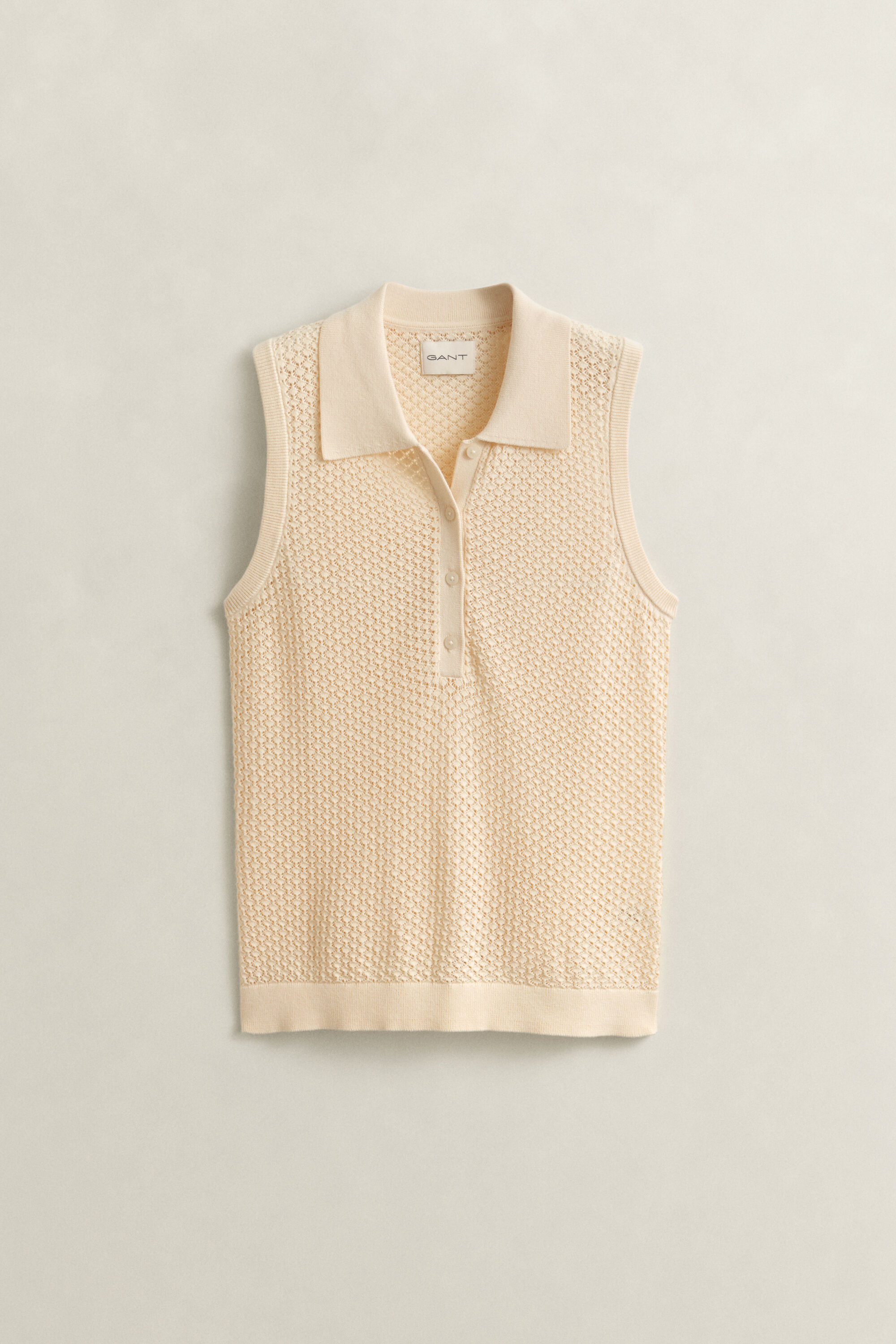 Top em malha de renda sem mangas