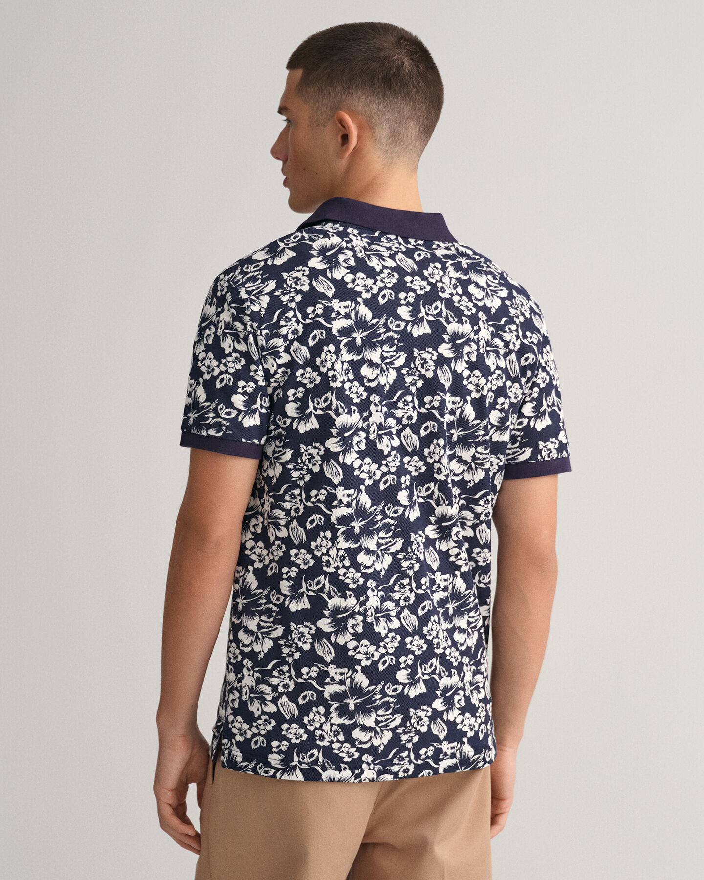 Polo em algodão piqué com estampado Floral