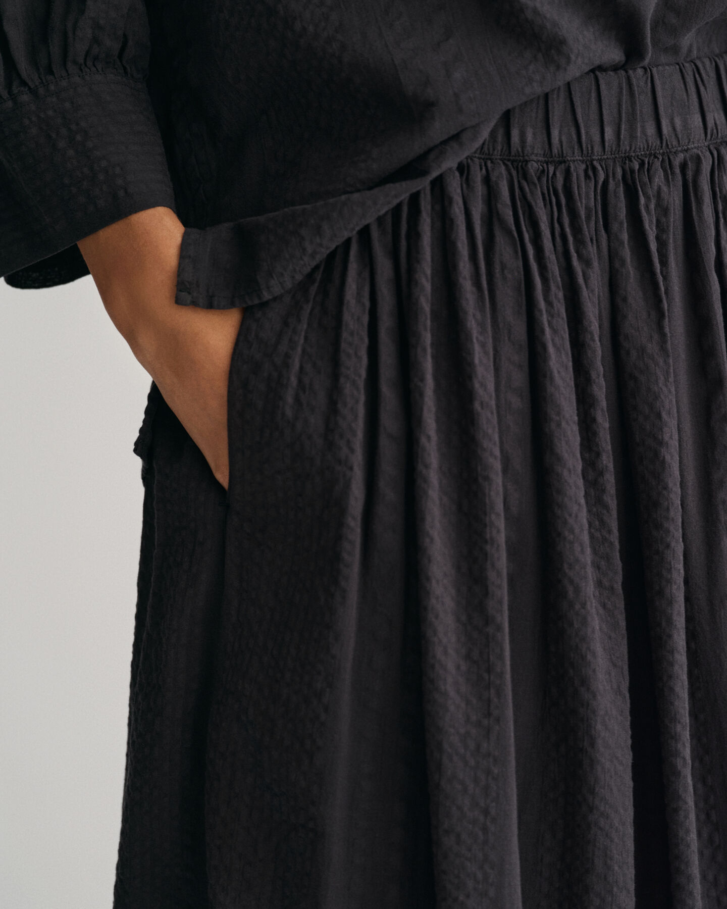 Saia Pull-On às riscas Seersucker