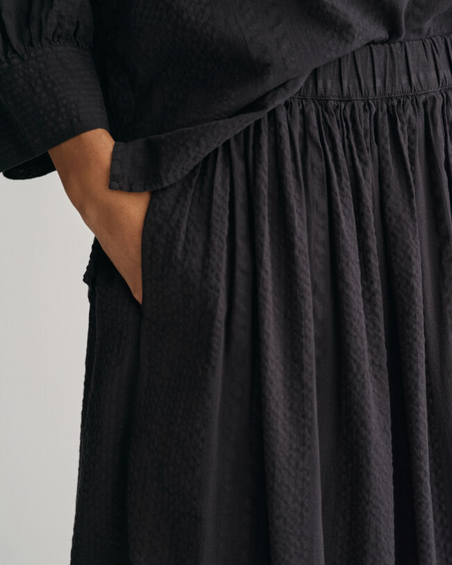 Saia Pull-On às riscas Seersucker