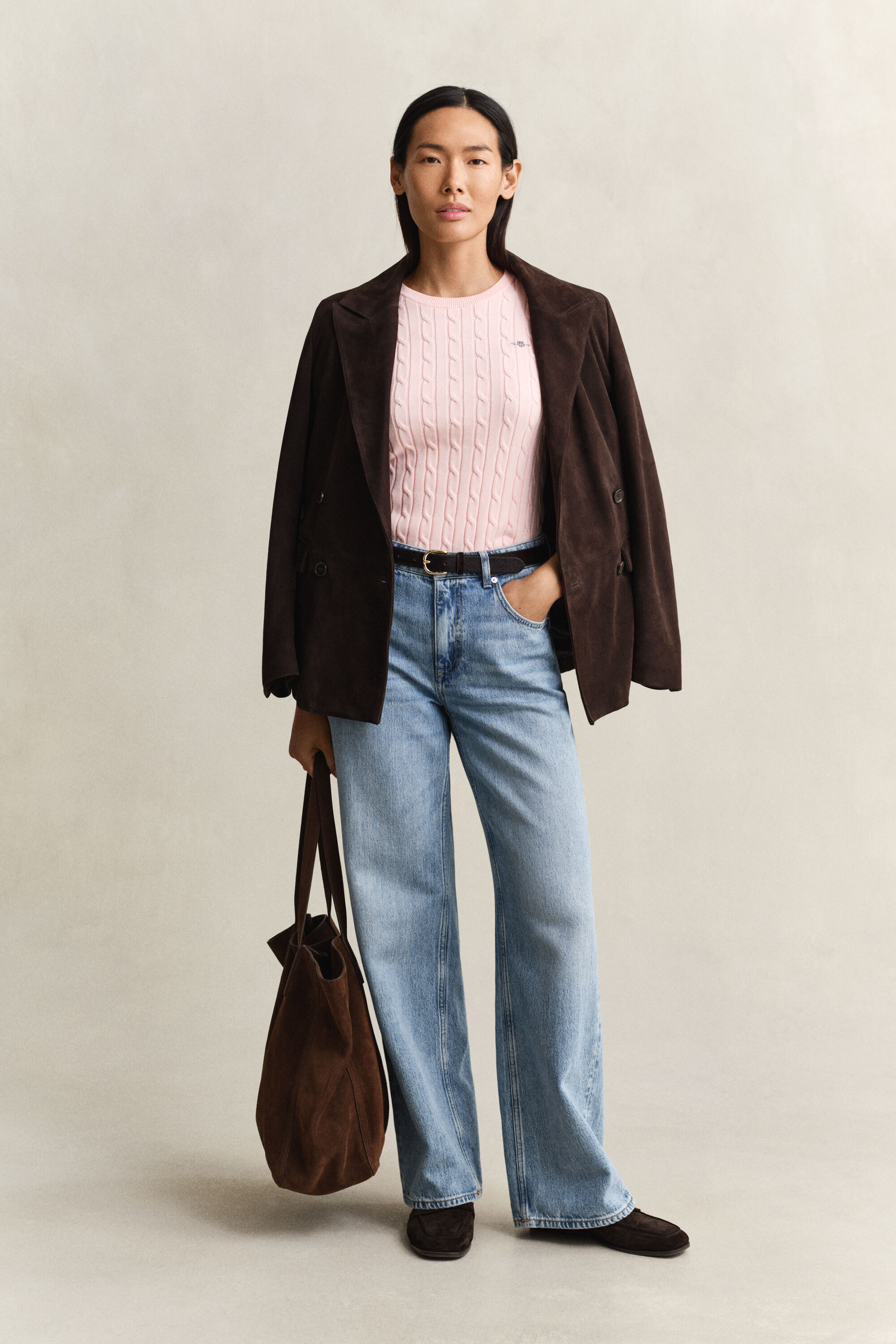 Camisola de manga curta em malha entrançada