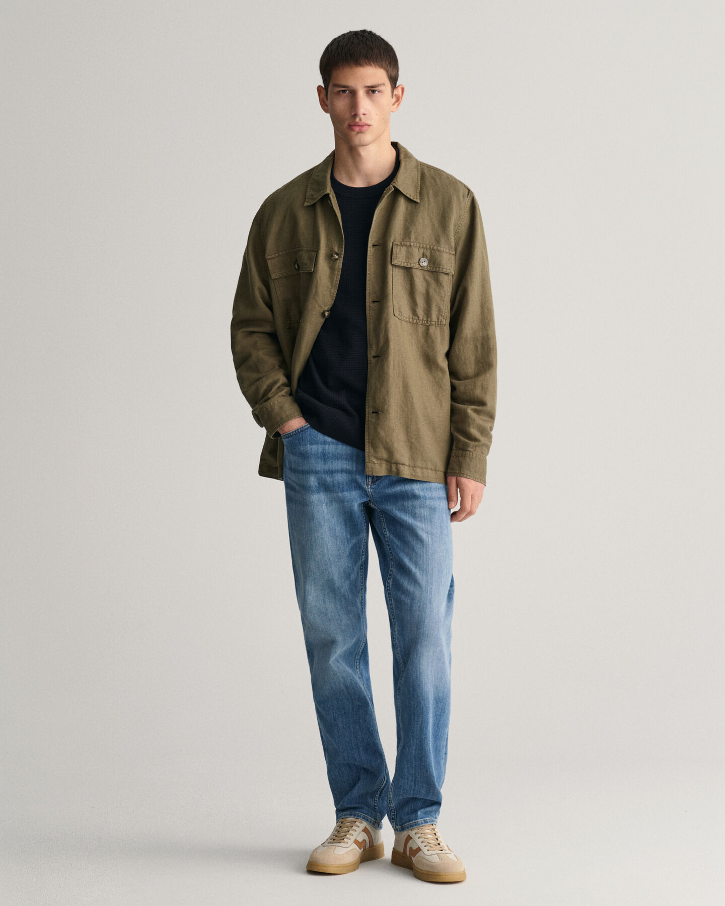 Pulover com decote redondo em algodão Textured