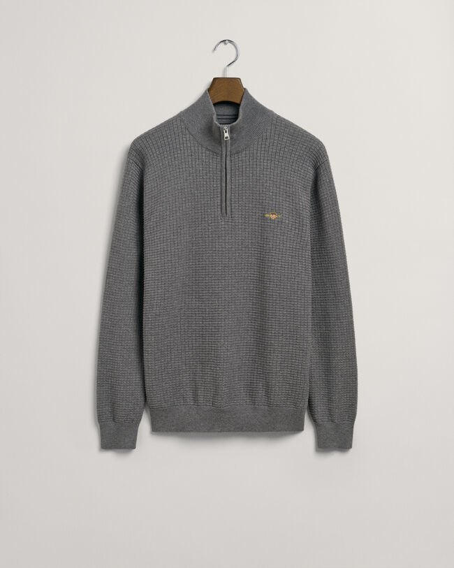 Sweatshirt com meio fecho em algod&atilde;o Texture